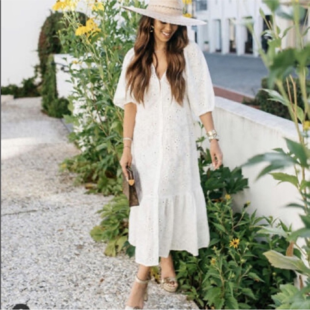 Zara White Eyelet Midi Dress - Picture 15 of 16